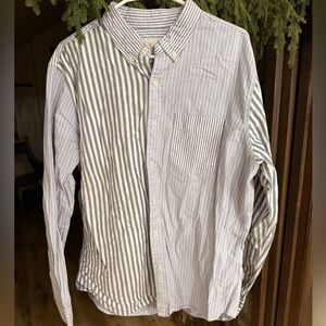 American Eagle Outfitters Blue and White Striped Shirt